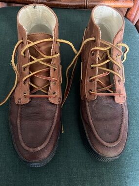 Polo Ralph Lauren Delmont Two Tone Leather Brown Boat Deck Shoes 8.5